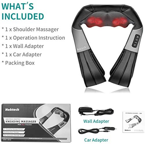 Shiatsu Neck and Back Massager with Soothing Heat, Nekteck Electric Deep Tiss...