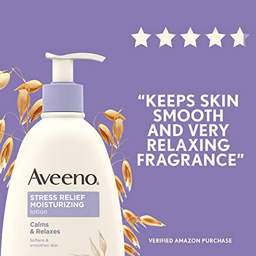 Aveeno Stress Relief Moisturizing Body Lotion with Lavender, Natural Oatmeal ...
