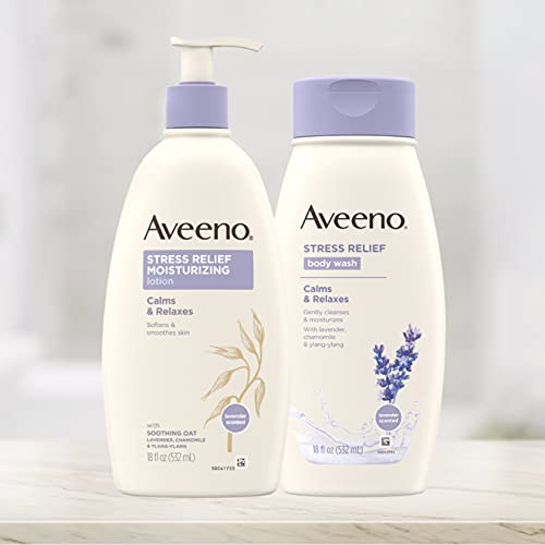 Aveeno Stress Relief Moisturizing Body Lotion with Lavender, Natural Oatmeal ...