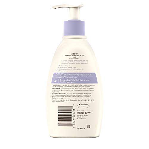 Aveeno Stress Relief Moisturizing Body Lotion with Lavender, Natural Oatmeal ...