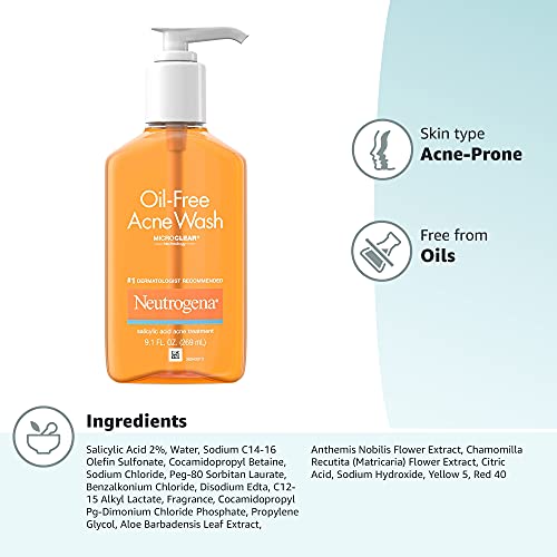 Neutrogena Daily Oil-Free Acne Fighting Facial Cleanser with Salicylic Acid T...