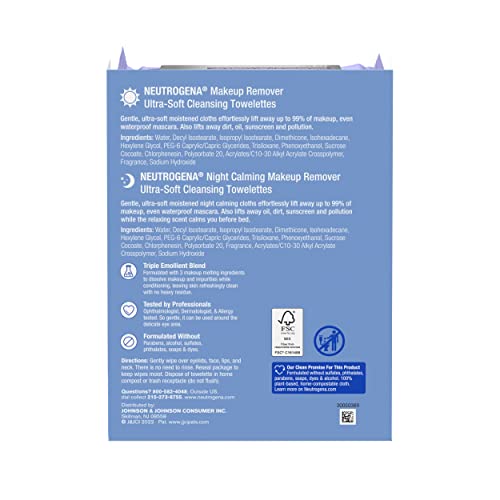 Neutrogena Day & Night Wipes with Makeup Remover Face Cleansing Towelettes & ...