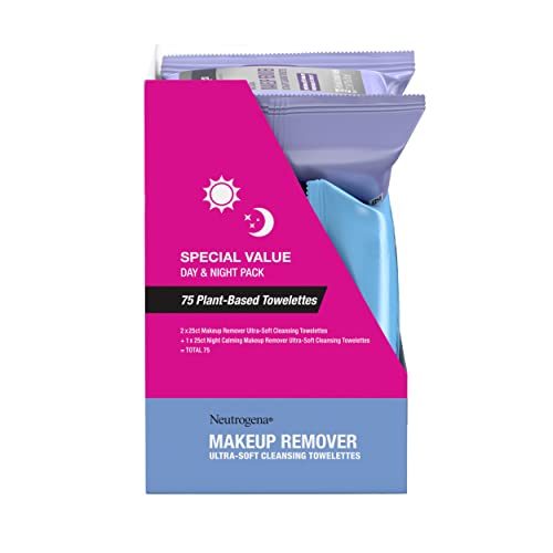 Neutrogena Day & Night Wipes with Makeup Remover Face Cleansing Towelettes & ...