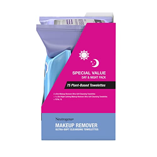Neutrogena Day & Night Wipes with Makeup Remover Face Cleansing Towelettes & ...