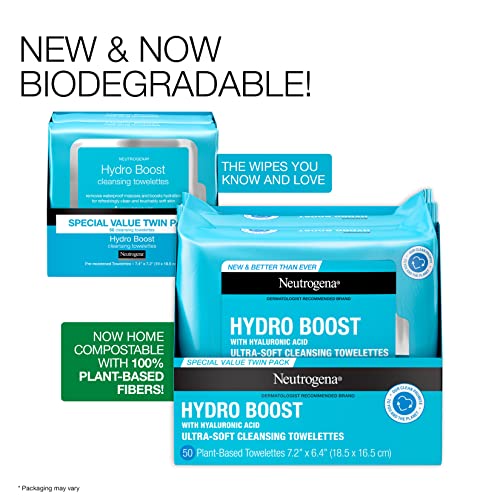 Neutrogena Facial Cleansing Makeup Remover Wipes with Hyaluronic Acid Hydrati...