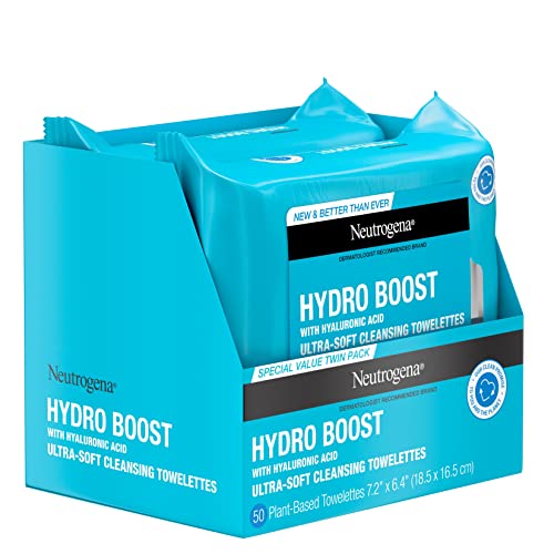 Neutrogena Facial Cleansing Makeup Remover Wipes with Hyaluronic Acid Hydrati...