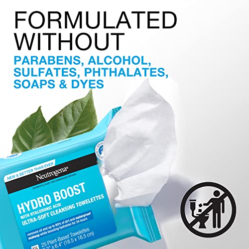 Neutrogena Facial Cleansing Makeup Remover Wipes with Hyaluronic Acid Hydrati...