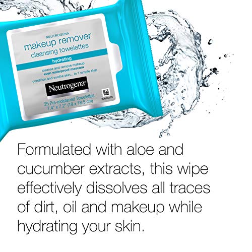 Neutrogena Hydrating Makeup Remover Face Wipes, Pre-Moistened Facial Cleansin...