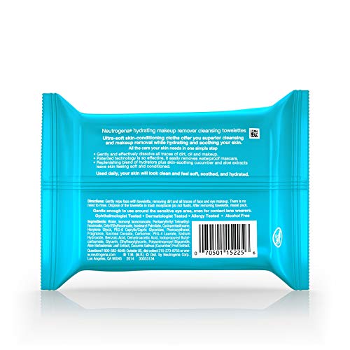 Neutrogena Hydrating Makeup Remover Face Wipes, Pre-Moistened Facial Cleansin...