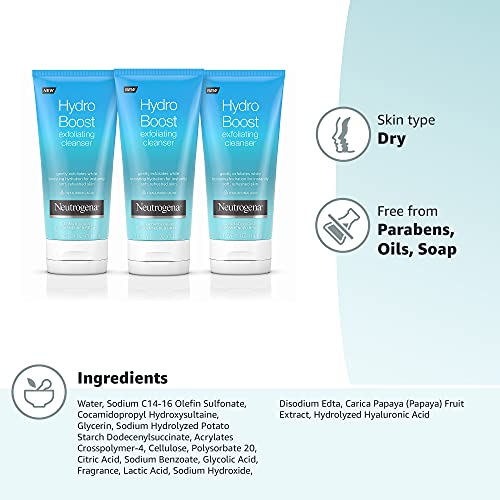 Neutrogena Hydro Boost Gentle Exfoliating Facial Cleanser with Hyaluronic Aci...