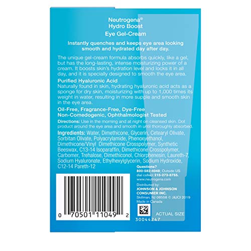 Neutrogena Hydro Boost Hydrating Gel Eye Cream with Hyaluronic Acid, Dermatol...