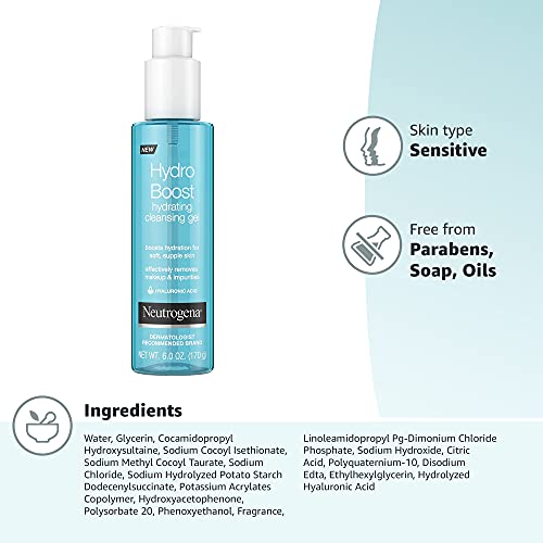 Neutrogena Hydro Boost Hydrating Gel Facial Cleanser & Makeup Remover Face Wa...