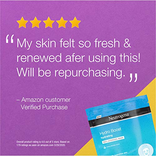 Neutrogena Hydro Boost Moisturizing & Hydrating 100% Hydrogel Sheet Face Mask...