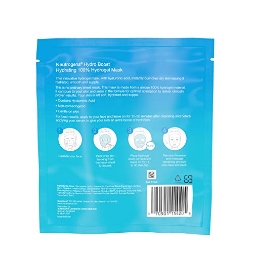 Neutrogena Hydro Boost Moisturizing & Hydrating 100% Hydrogel Sheet Face Mask...