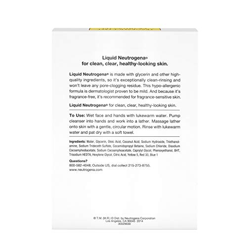 Neutrogena Liquid Fragrance-Free Gentle Facial Cleanser with Glycerin, Hypoal...