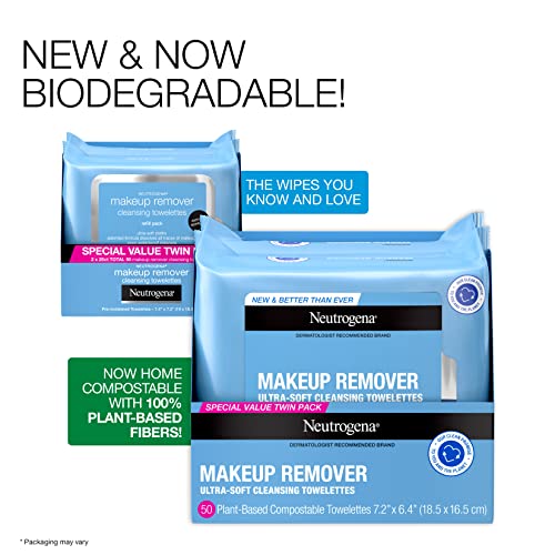 "Neutrogena Makeup Remover Cleansing Face Wipes, Daily Cleansing Facial Towel...