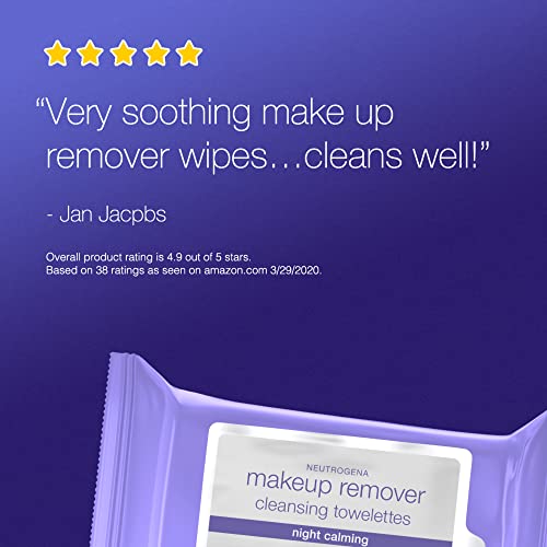 Neutrogena Makeup Remover Night Calming Cleansing Towelettes, Disposable Nigh...