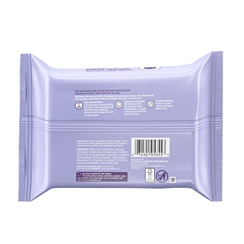 Neutrogena Night Calming Cleansing Makeup Remover Face Wipes, Nighttime Facia...