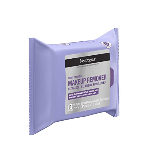 Neutrogena Night Calming Cleansing Makeup Remover Face Wipes, Nighttime Facia...