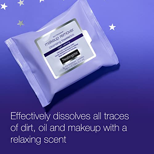 Neutrogena Night Calming Cleansing Makeup Remover Face Wipes, Nighttime Facia...