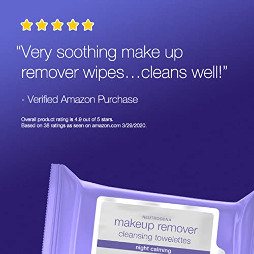 Neutrogena Night Calming Cleansing Makeup Remover Face Wipes, Nighttime Facia...