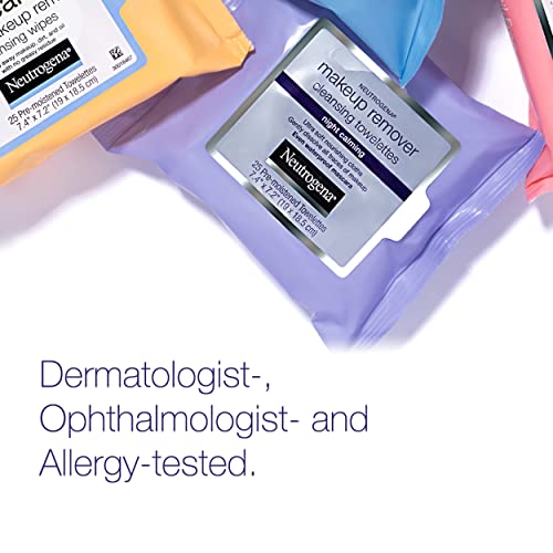 Neutrogena Night Calming Cleansing Makeup Remover Face Wipes, Nighttime Facia...