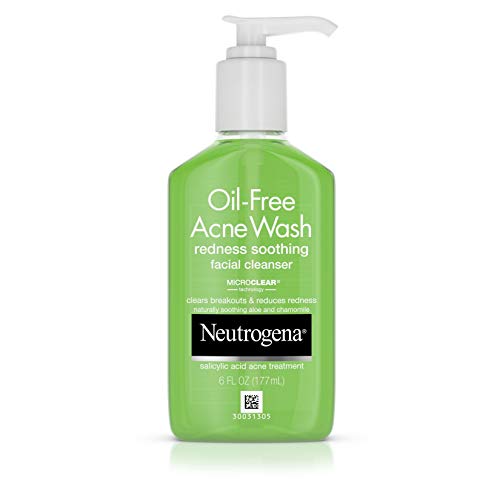 Neutrogena Oil-Free Acne and Redness Facial Cleanser, Soothing Face Wash with...