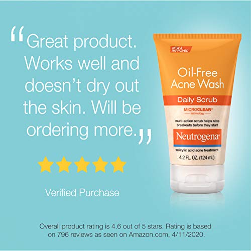 Neutrogena Oil-Free Acne Face Scrub, 2% Salicylic Acid Acne Treatment, Daily ...