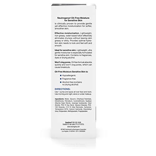 Neutrogena Oil-Free Daily Facial Moisturizer for Sensitive Skin, Ultra-Gentle...