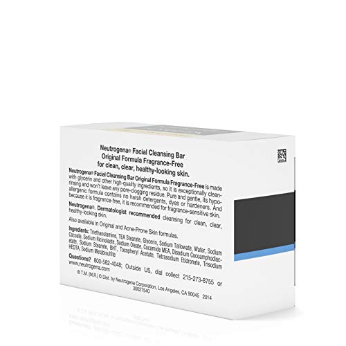 Neutrogena Original Fragrance-Free Facial Cleansing Bar with Glycerin, Pure &...