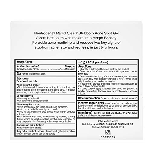 Neutrogena Rapid Clear Stubborn Acne Spot Treatment Gel with Maximum Strength...