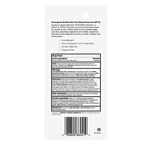 Neutrogena Sensitive Skin Face Liquid Mineral Sunscreen with Broad Spectrum S...