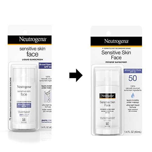 Neutrogena Sensitive Skin Face Liquid Mineral Sunscreen with Broad Spectrum S...