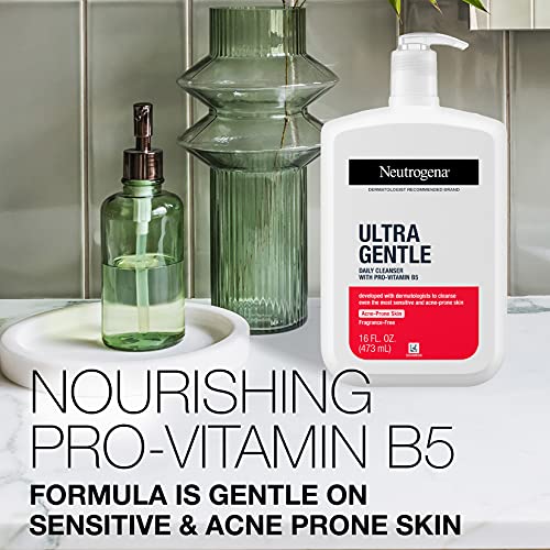 Neutrogena Ultra Gentle Daily Facial Cleanser with Pro-Vitamin B5 for Acne-Pr...