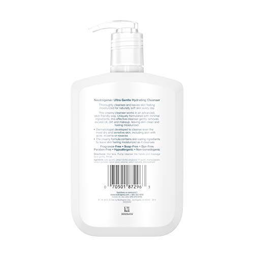 Neutrogena Ultra Gentle Hydrating Daily Facial Cleanser for Sensitive Skin, O...