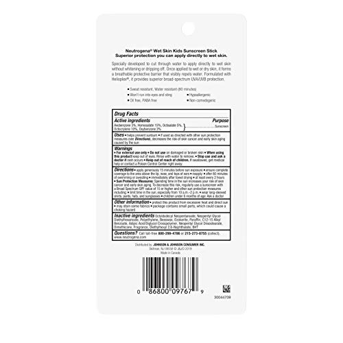 Neutrogena Wet Skin Kids Water Resistant Sunscreen Stick, Kids Sunscreen for ...
