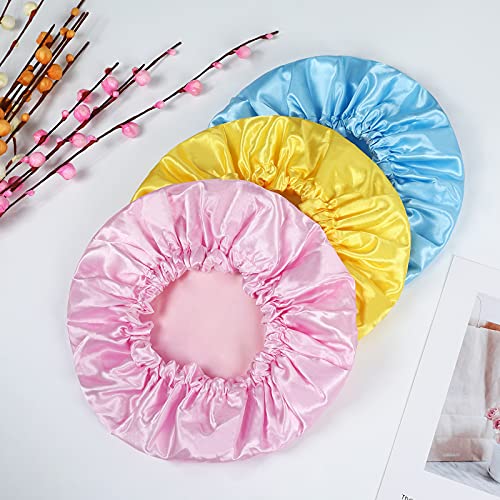 9 Pcs Shower Caps Bath Caps for Women Waterproof Double-layer Solid Color Bat...