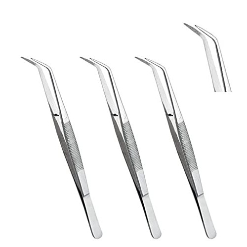 3 PCS 8" Bend Angled Tweezers Cotton Dressing Pliers Dental Surgical Tools