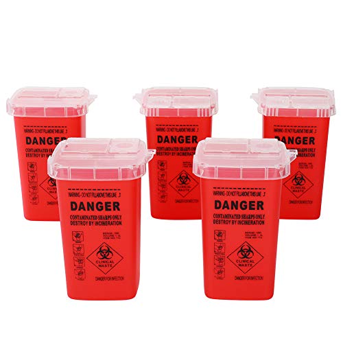 Sharps Disposal Container,New Star Tattoo 5 Pack Biohazard Needle Disposal Co...