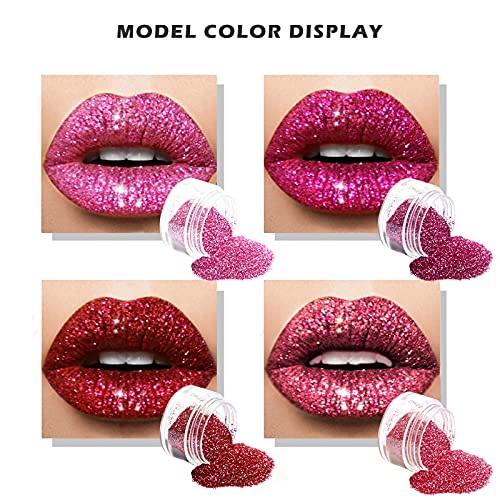 NewBang 4 Colors Glitter Lip Kit,Metallic Shimmer Diamond Glitter Powder for ...