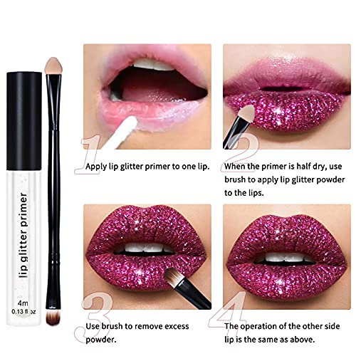 NewBang 4 Colors Glitter Lip Kit,Metallic Shimmer Diamond Glitter Powder for ...