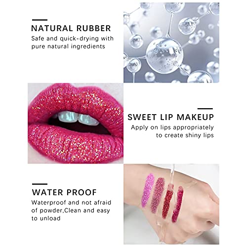 NewBang 4 Colors Glitter Lip Kit,Metallic Shimmer Diamond Glitter Powder for ...