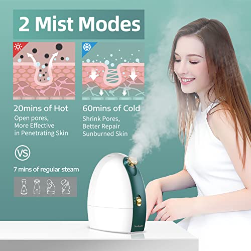 Newbealer 3in1 Facial Steamer, 20 Min Hot & 60 Min Cold Nano Ionic Steam, Aro...