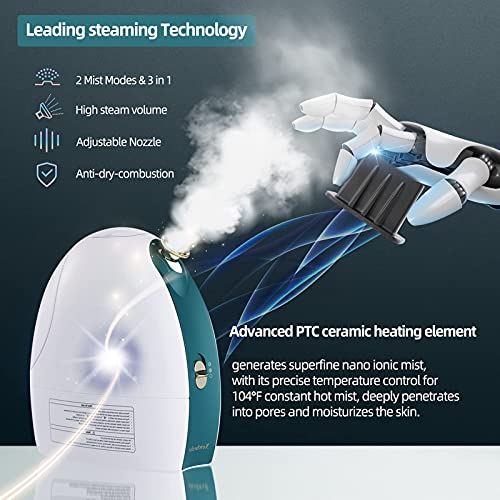 Newbealer 3in1 Facial Steamer, 20 Min Hot & 60 Min Cold Nano Ionic Steam, Aro...