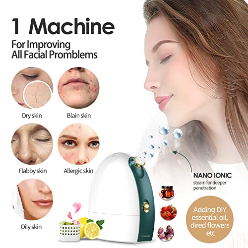 Newbealer 3in1 Facial Steamer, 20 Min Hot & 60 Min Cold Nano Ionic Steam, Aro...