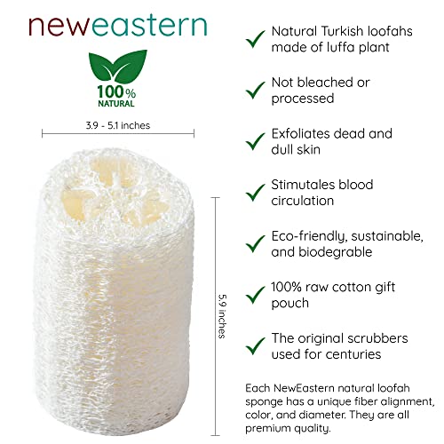 NewEastern Natural Loofah, 100% Organic Turkish Exfoliating Shower Loofah Spo...