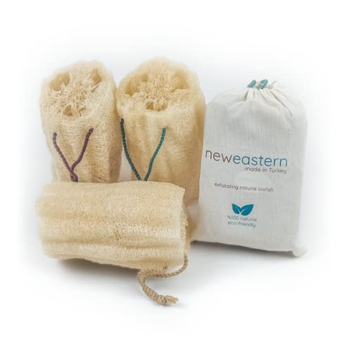 NewEastern Natural Loofah, 100% Organic Turkish Exfoliating Shower Loofah Spo...