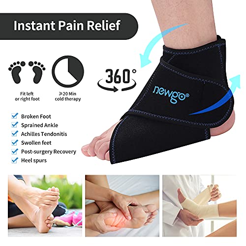 NEWGO Ankle Ice Pack Reusable Ankle Ice Wrap Gel Cold Pack for Ankle Injuries...