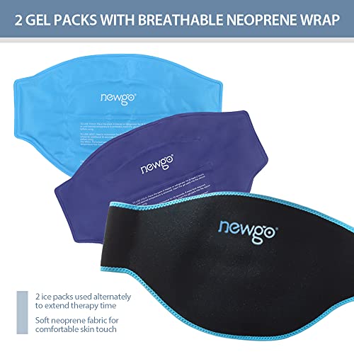 NEWGO Gel Ice Pack for Back Pain Relief, 2 Pack Hot Cold Ice Packs Belt for B...