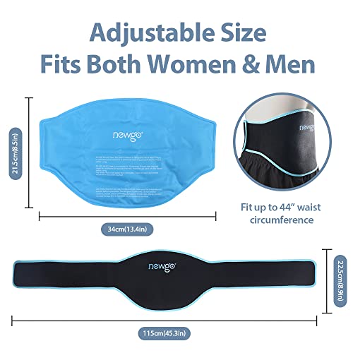 NEWGO Gel Ice Pack for Back Pain Relief, 2 Pack Hot Cold Ice Packs Belt for B...